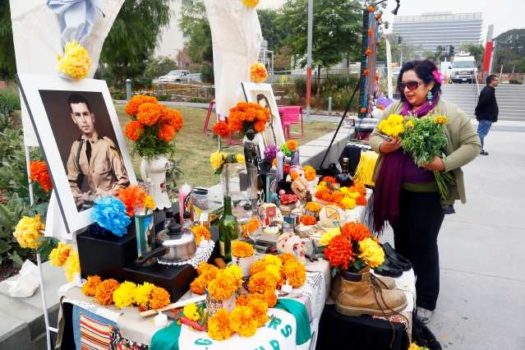 dia de los muertos decorations in downtown la grand park